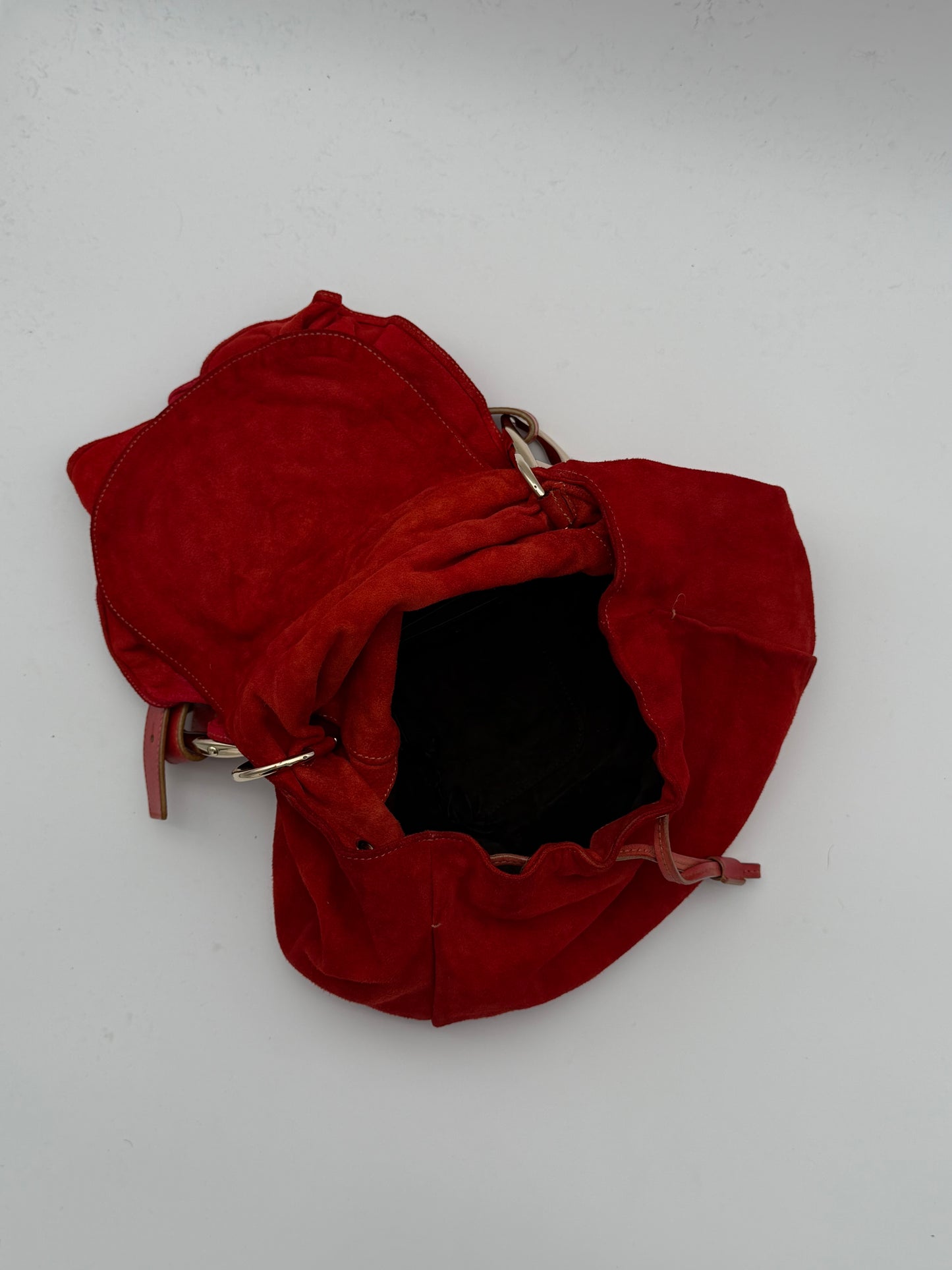 Saint Laurent Nadja Rose Suede Shoulder Bag