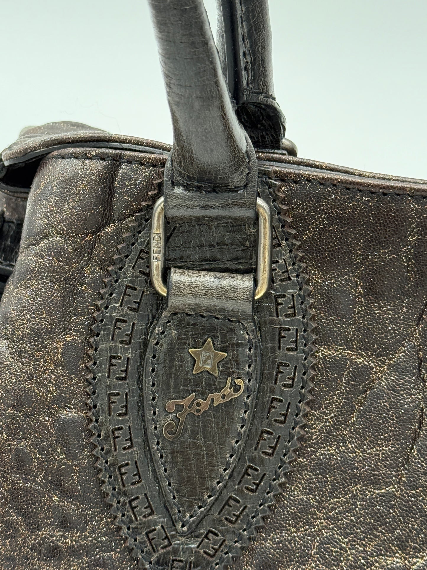 Fendi Metallic Brown Leather Bag