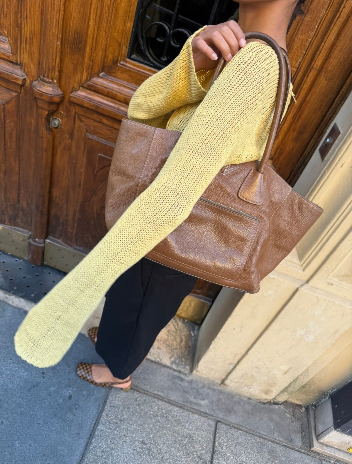 Prada Brown Leather Tote Bag