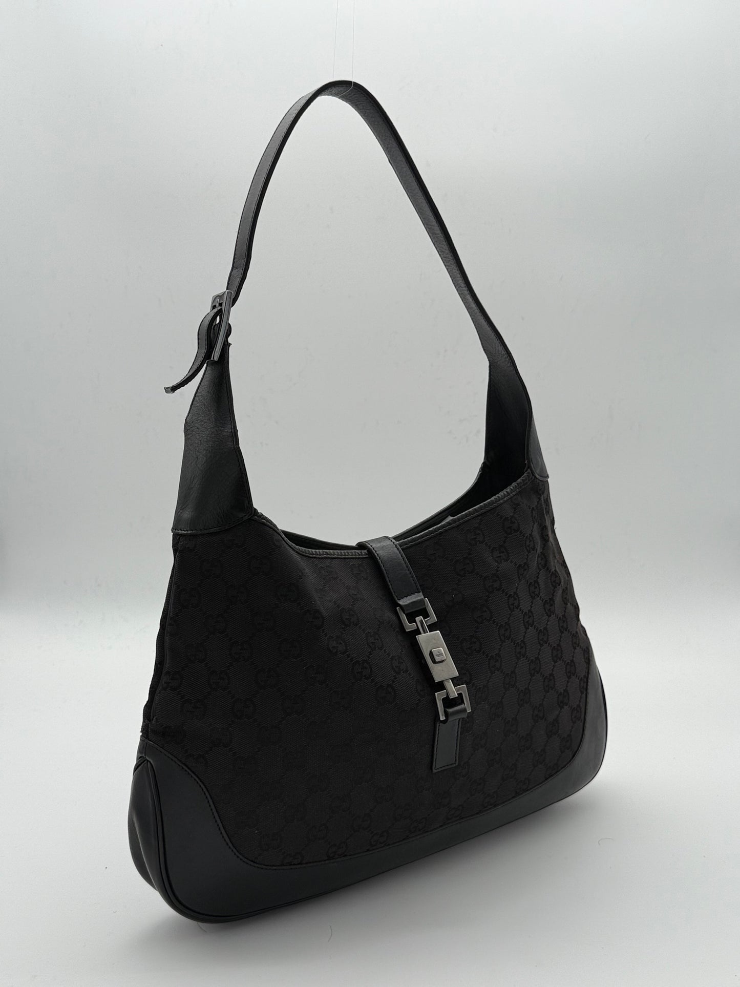 Gucci Jackie Shoulder Bag Black Monogram Canvas