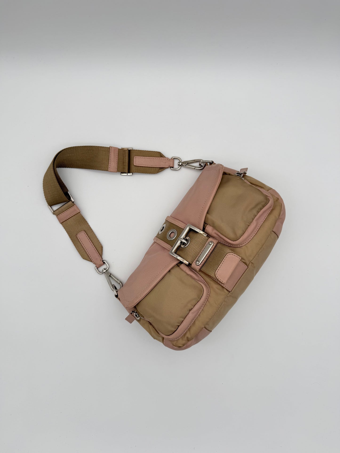 Prada Beige Pink Leather Shoulder Bag