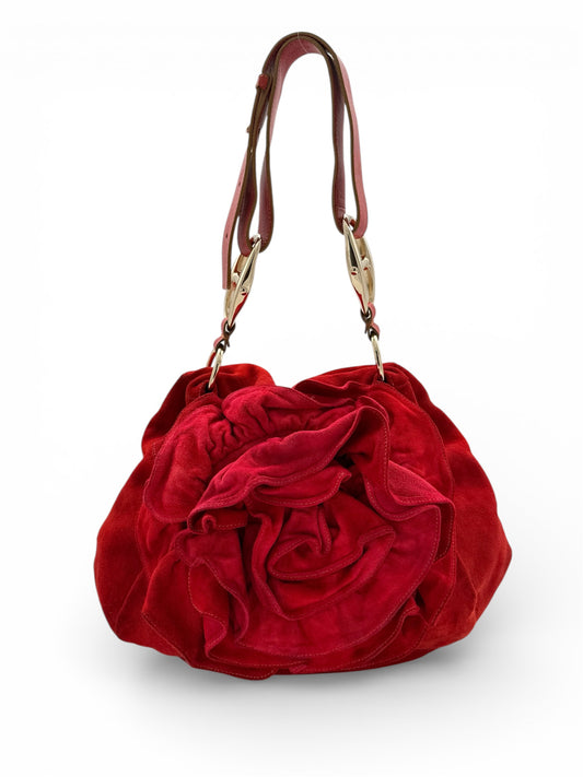 Saint Laurent Nadja Rose Suede Shoulder Bag