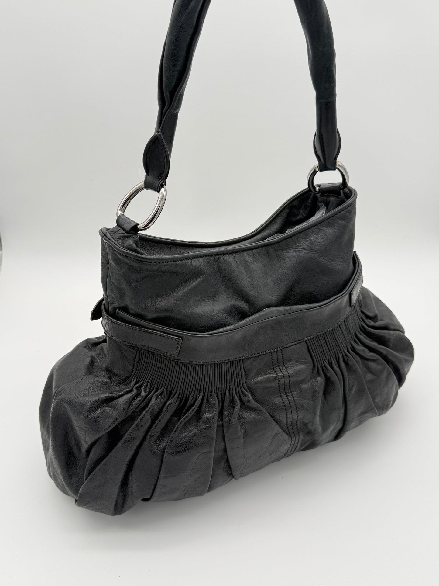 Miu Miu Black Gathered Leather Shoulder Bag