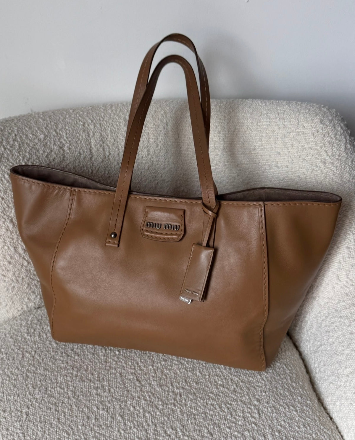 Miu Miu Vintage Montana Calf Leather Tote Bag
