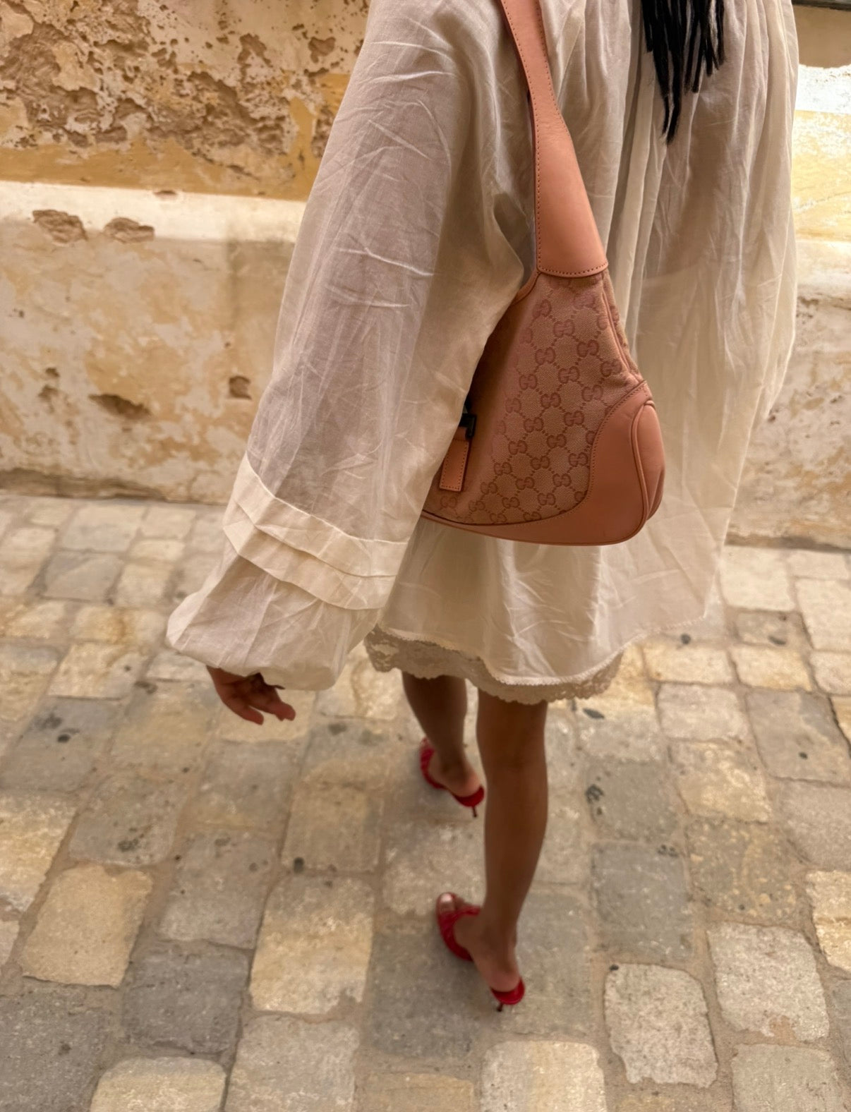 Gucci Jackie Pink GG Canvas Shoulder Bag