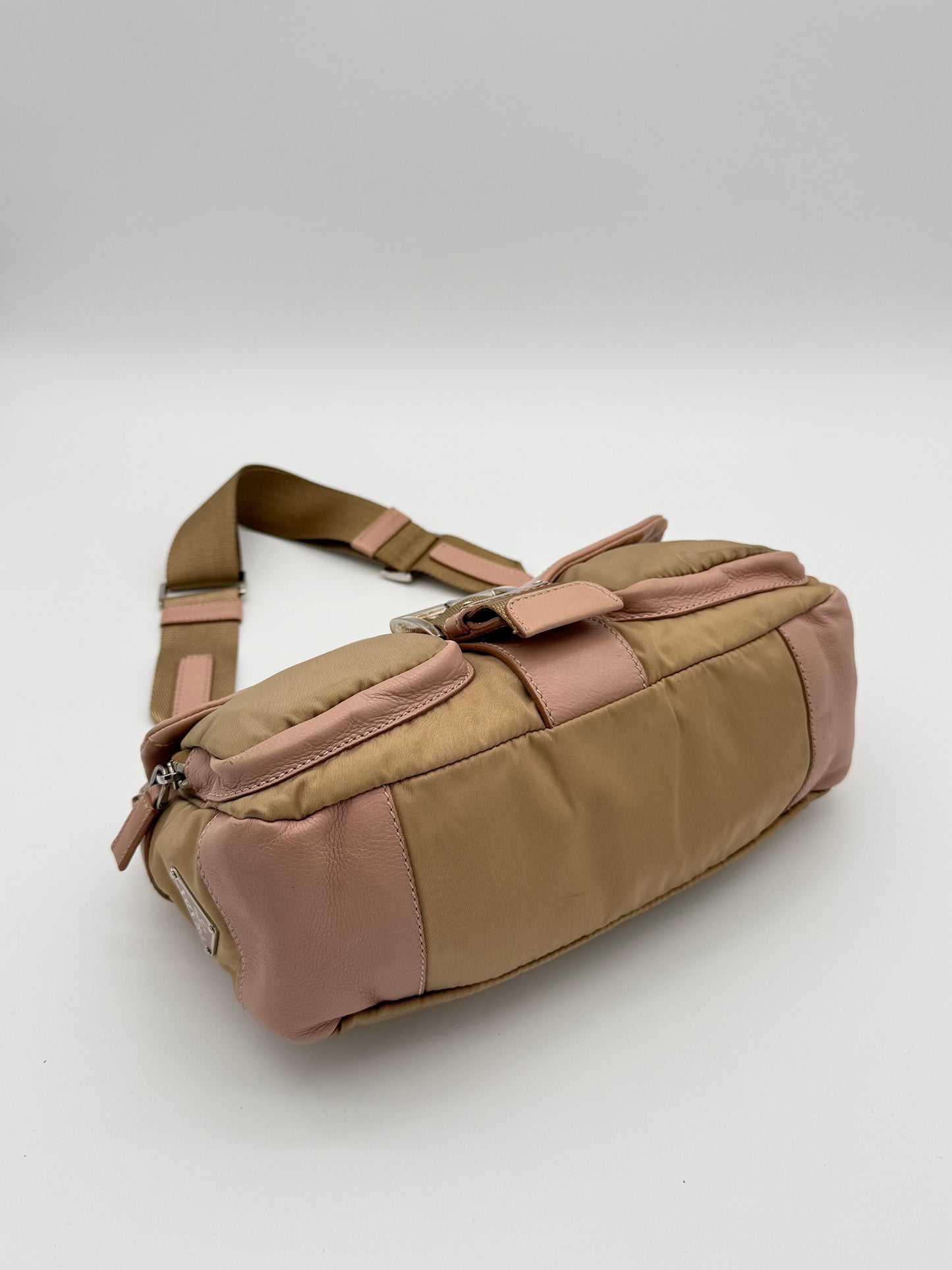 Prada Beige Pink Leather Shoulder Bag
