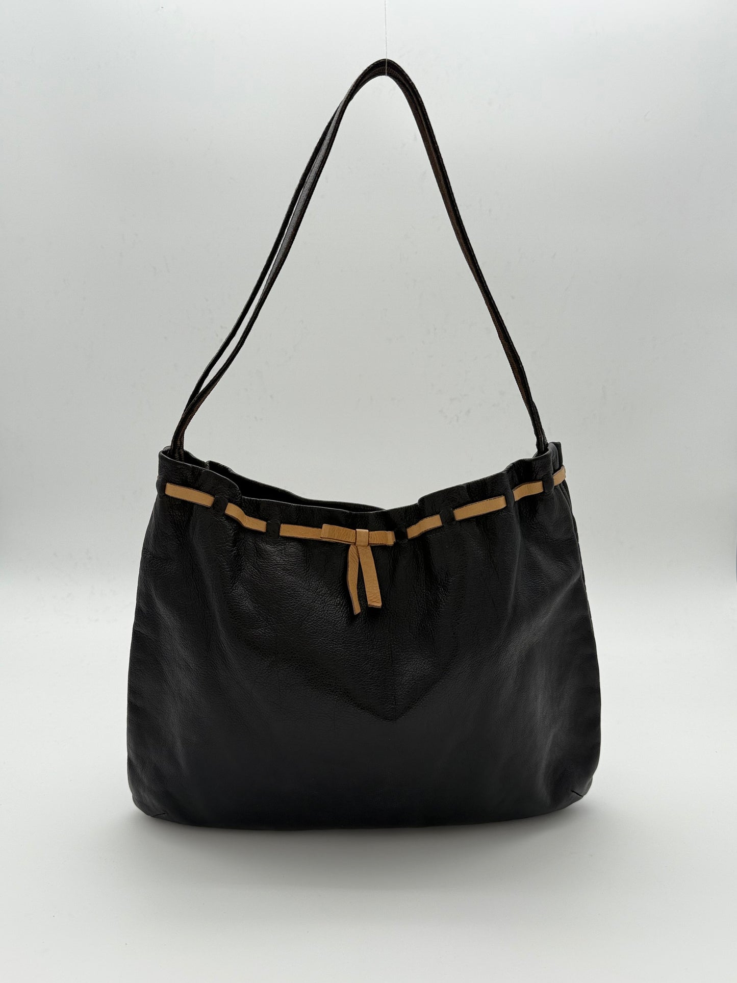 Miu Miu Black Leather Bow Shoulder Bag