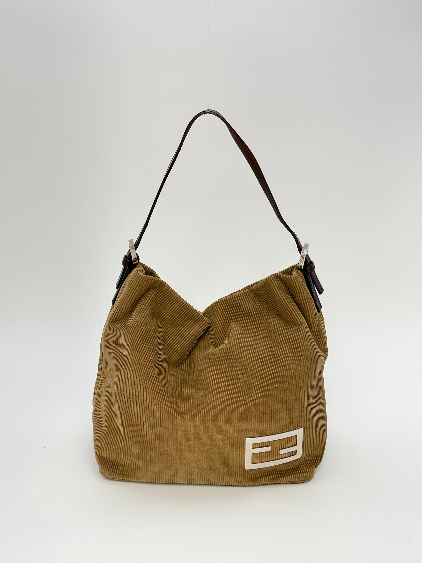 Fendi camel corduroy shoulder bag