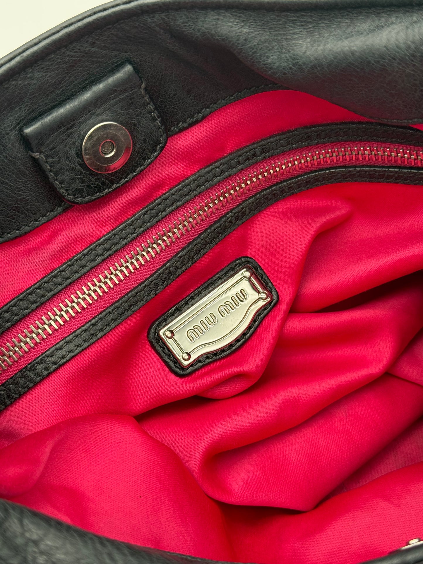 Miu Miu Black Gathered Leather Shoulder Bag