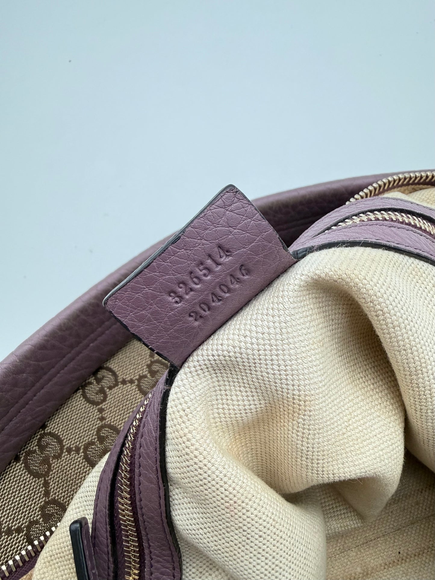 Gucci GG Canvas Hobo Bag in Mauve Leather
