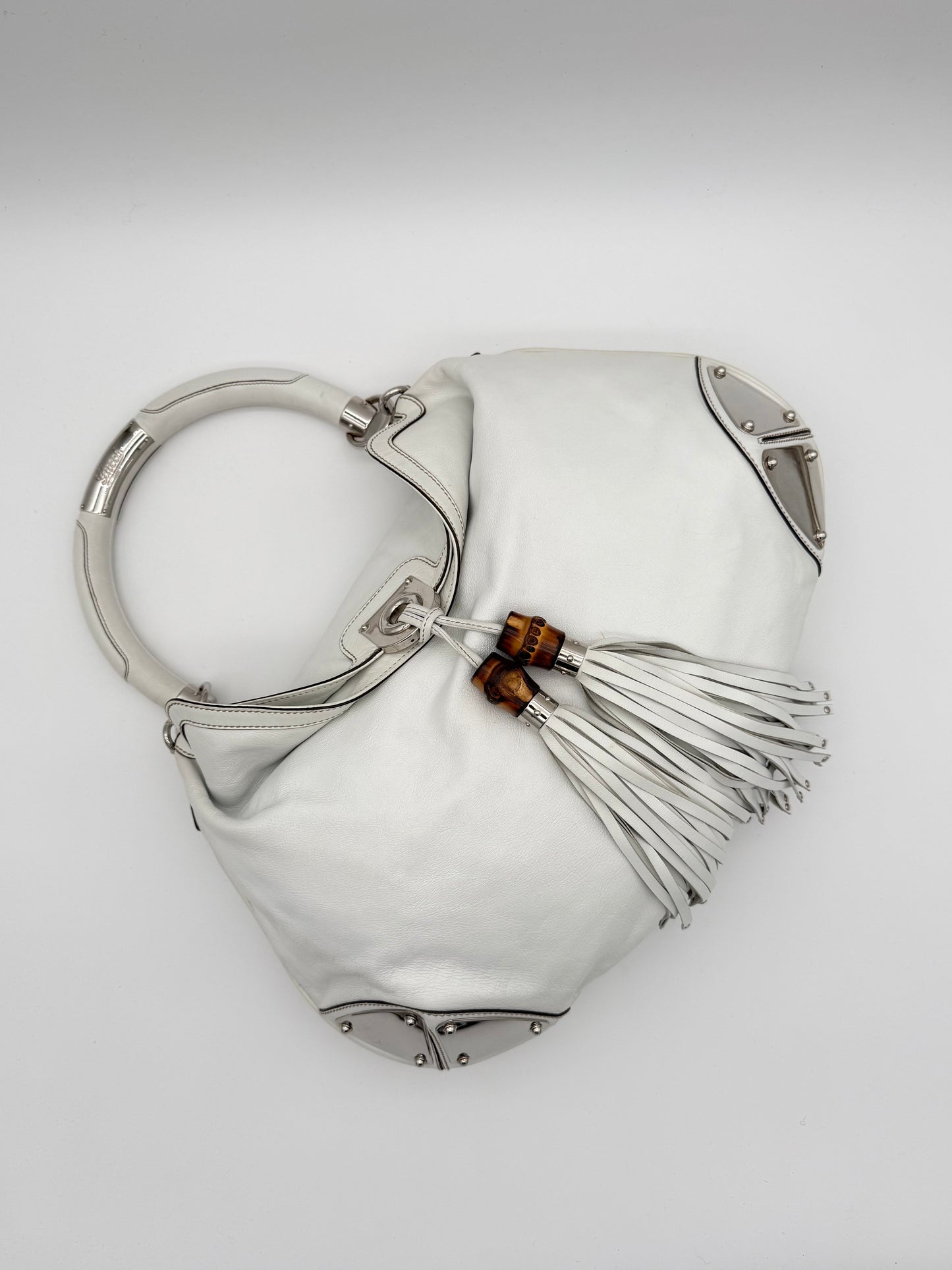 Gucci Indy Large White Leather Bag