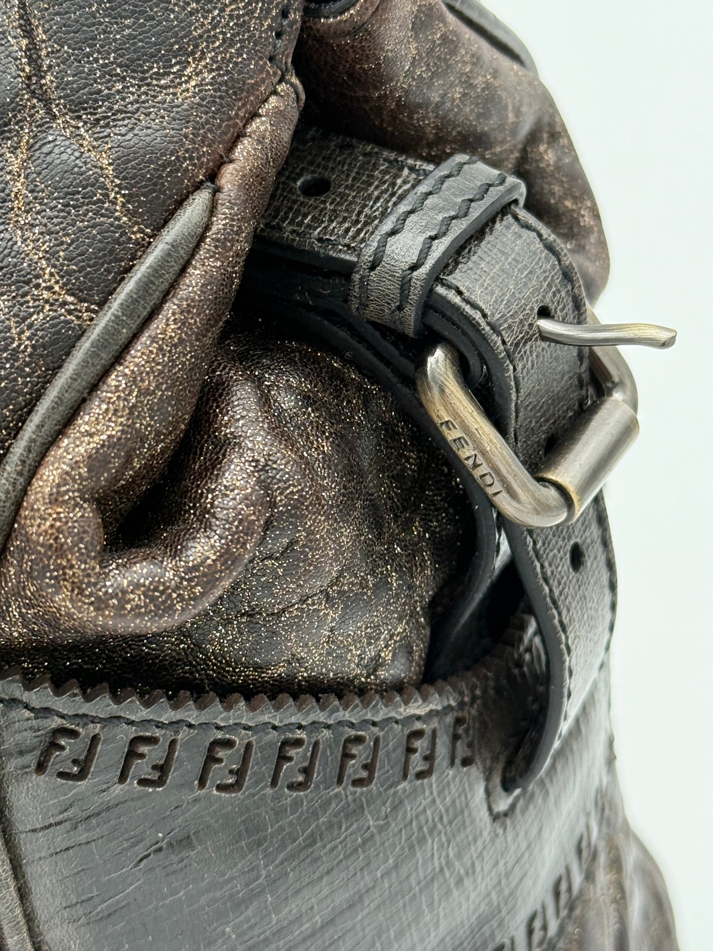 Fendi Metallic Brown Leather Bag