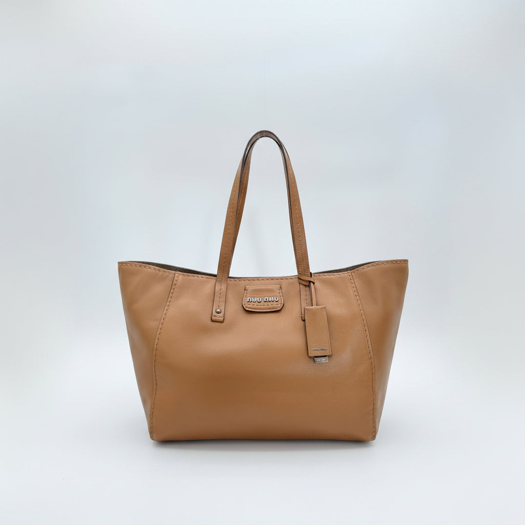 Miu Miu Vintage Montana Calf Leather Tote Bag
