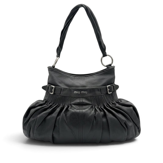 Miu Miu Black Gathered Leather Shoulder Bag