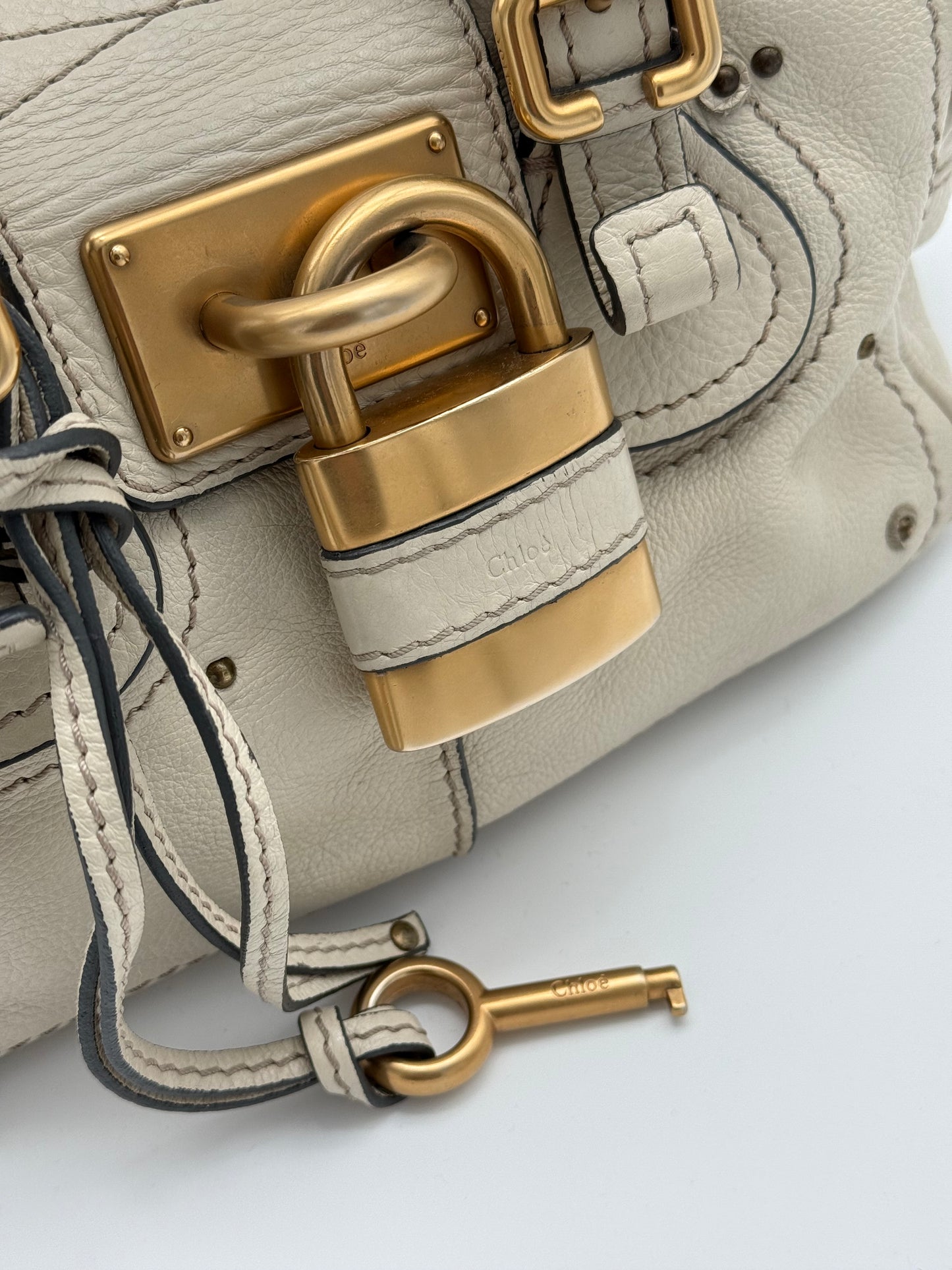 Chloé Paddington Leather Off-white handbag