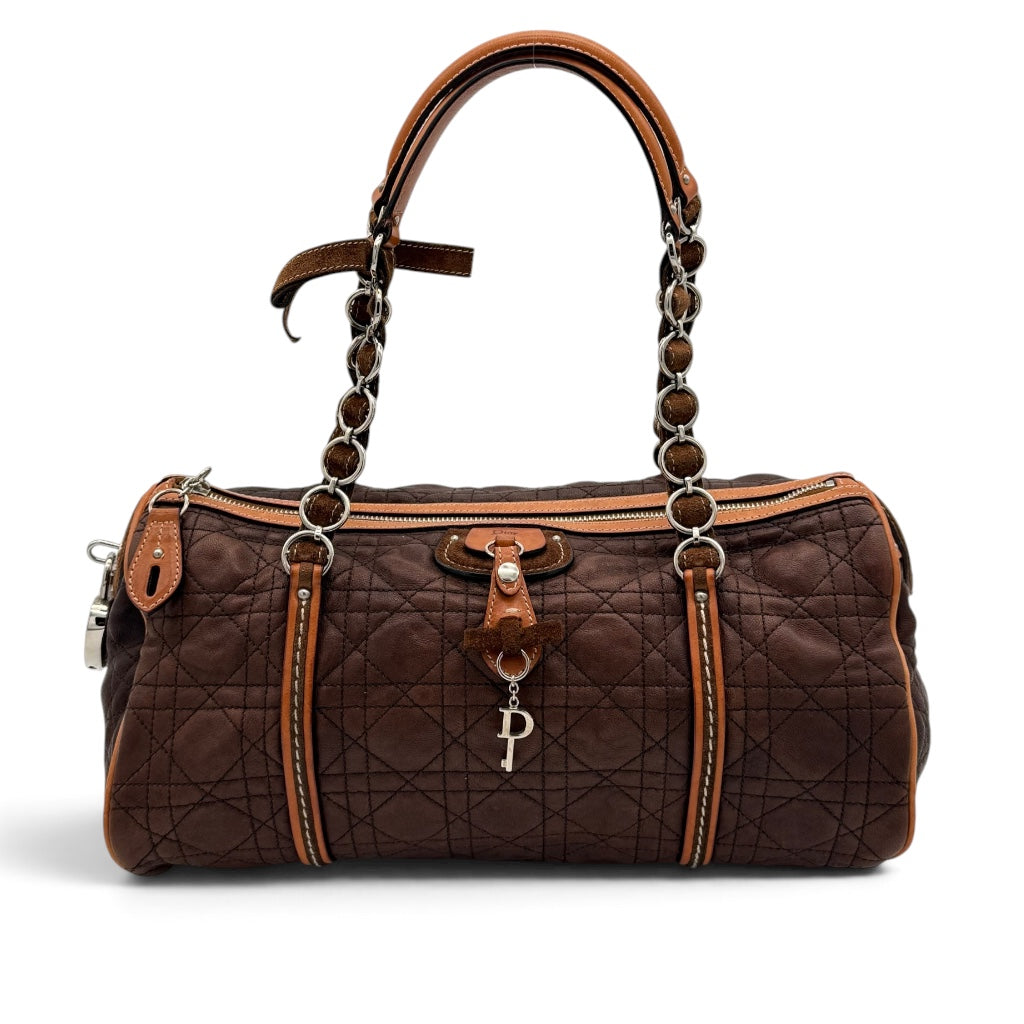 Dior Romantic Barrel Bag Brown Cannage Leather