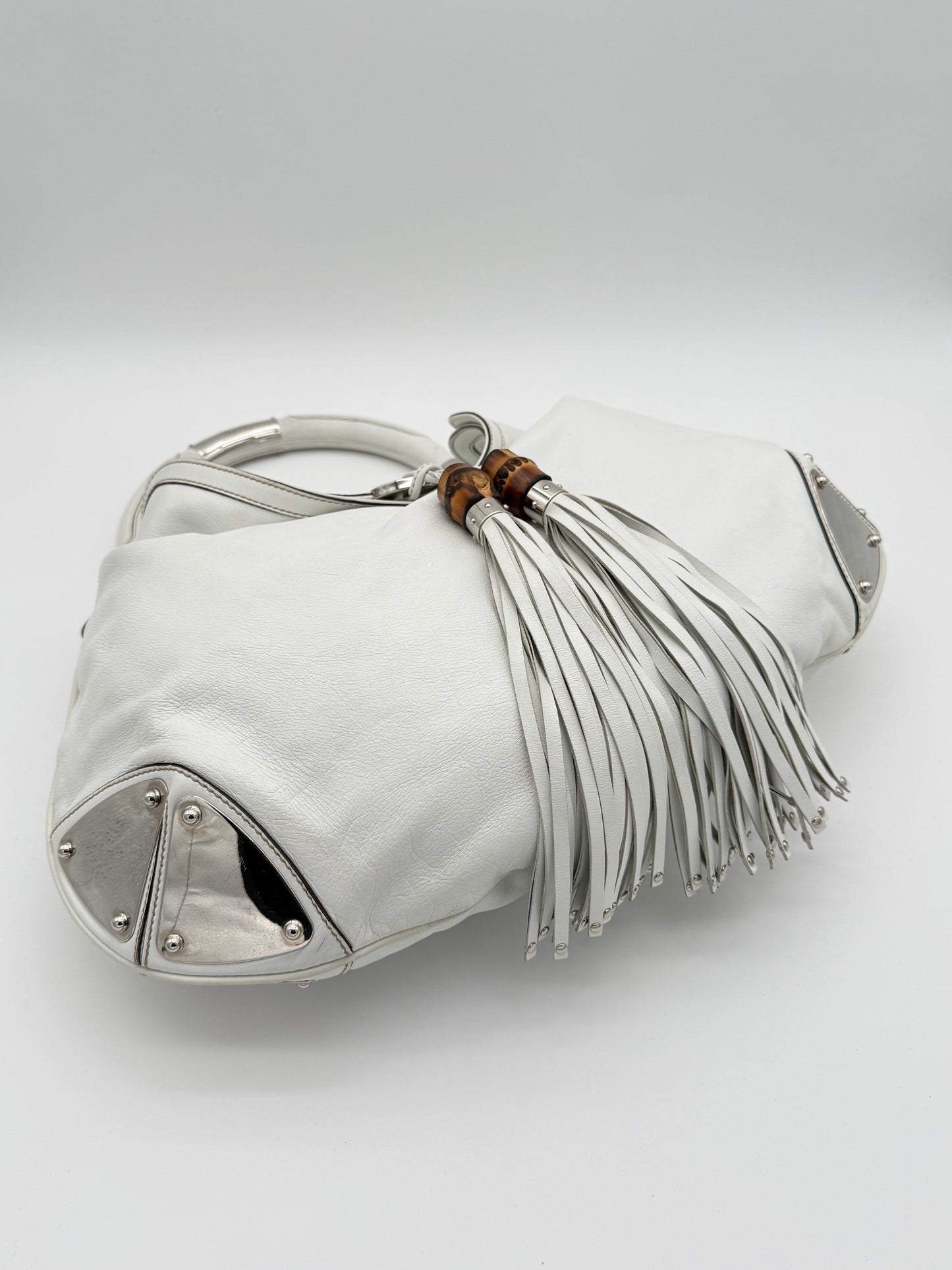 Gucci Indy Large White Leather Bag