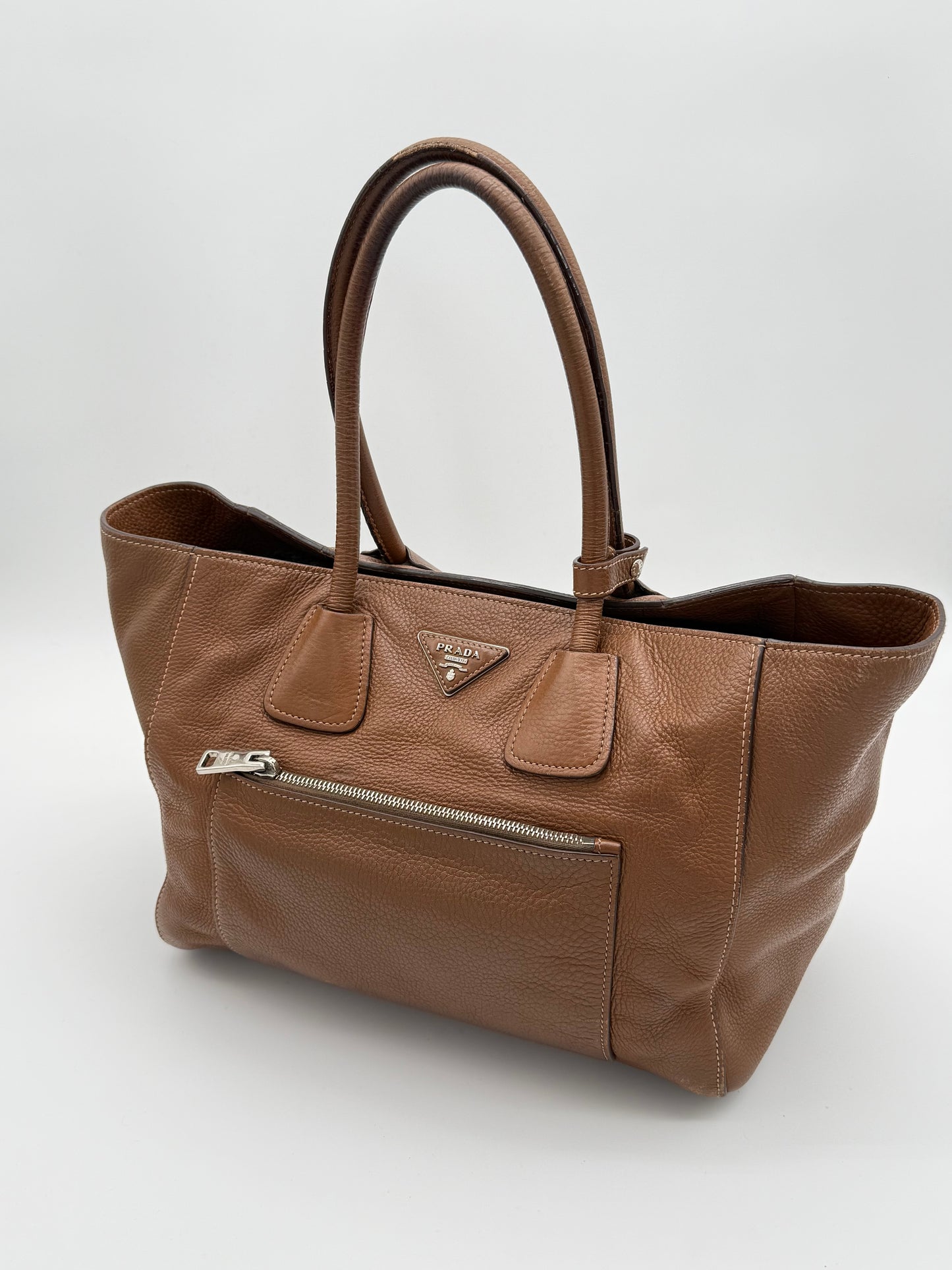 Prada Brown Leather Tote Bag