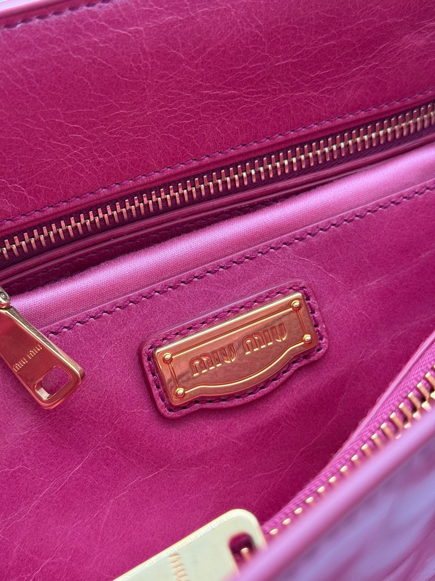 Miu Miu Vitello Handbag in Peonia Pink