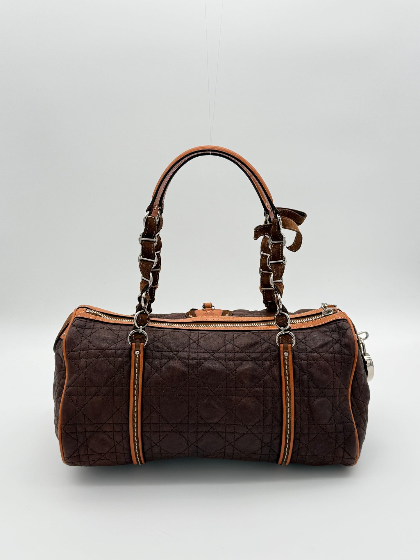 Dior Romantic Barrel Bag Brown Cannage Leather