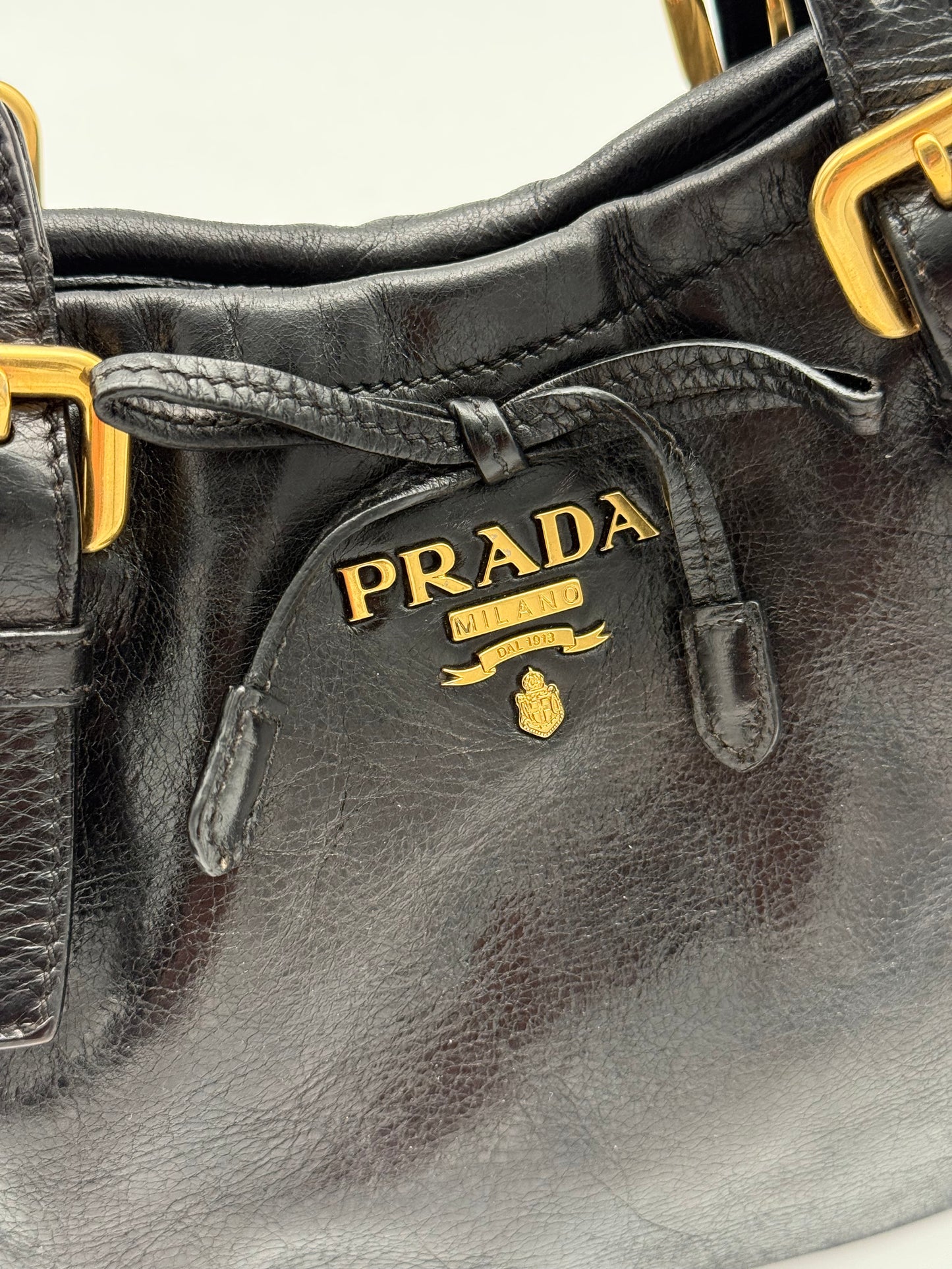 Prada Leather Shoulder Bag — Black