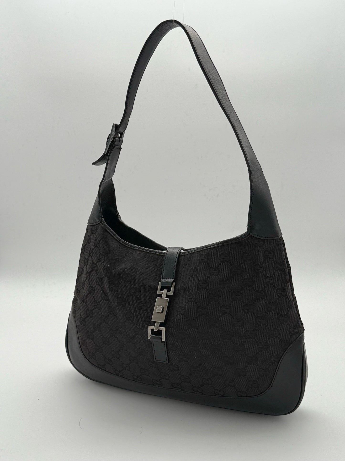 Gucci Jackie Shoulder Bag Black Monogram Canvas