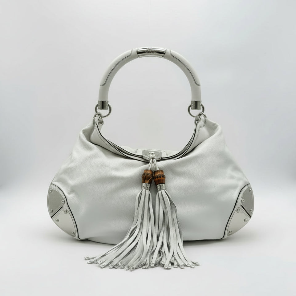 Gucci Indy Large White Leather Bag