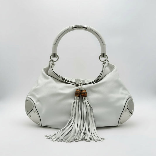 Gucci Indy Large White Leather Bag