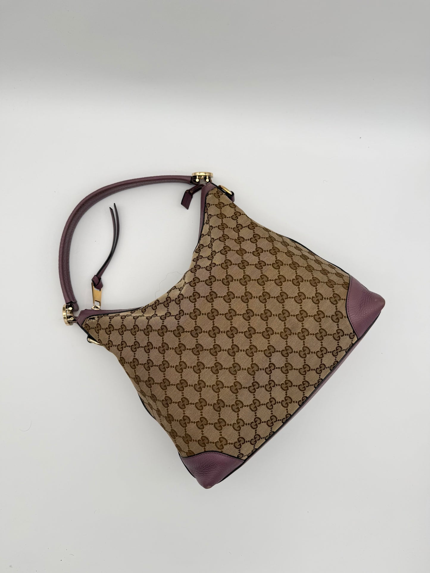 Gucci GG Canvas Hobo Bag in Mauve Leather