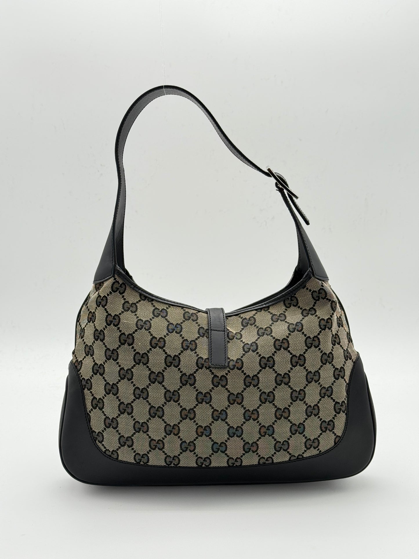 Gucci Jackie GG Canvas & Black Leather Shoulder Bag