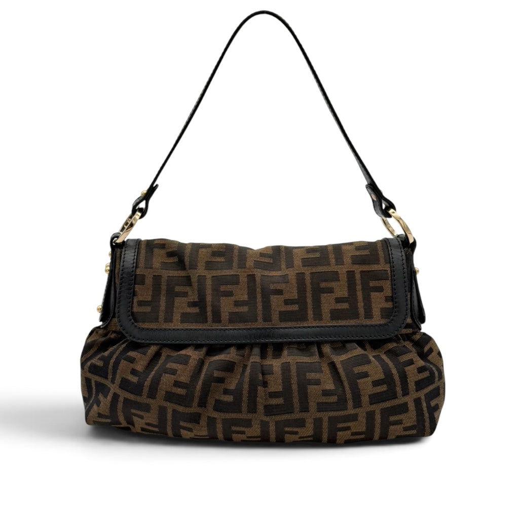 Fendi Zucca Chef Shoulder Bag Brown Canvas