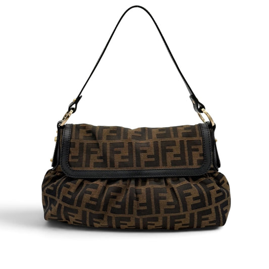 Fendi Zucca Chef Shoulder Bag Brown Canvas