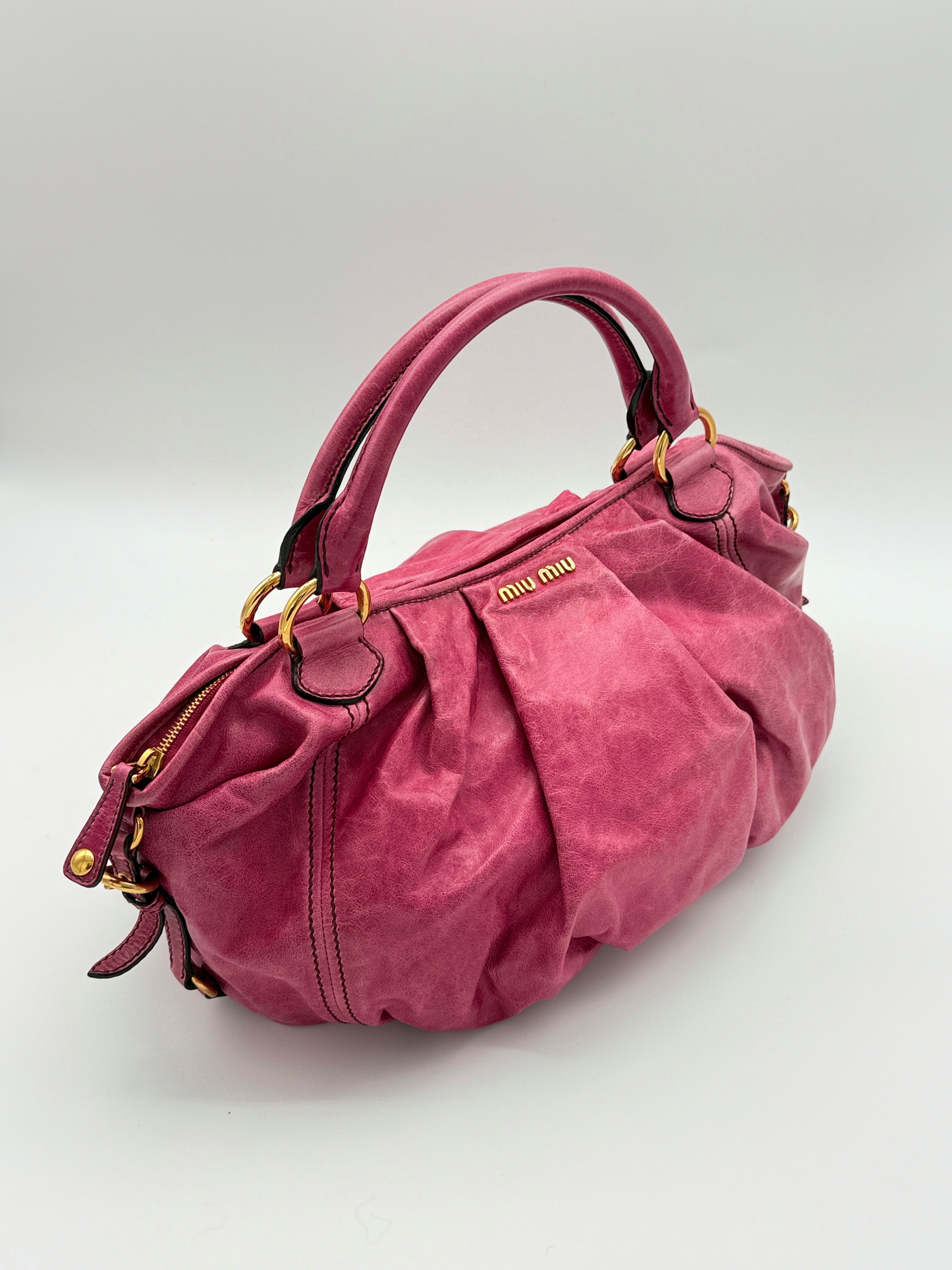 ハンドバッグ Miu Miu Pink Leather Handbag pink-leather-miu-wander-miu-