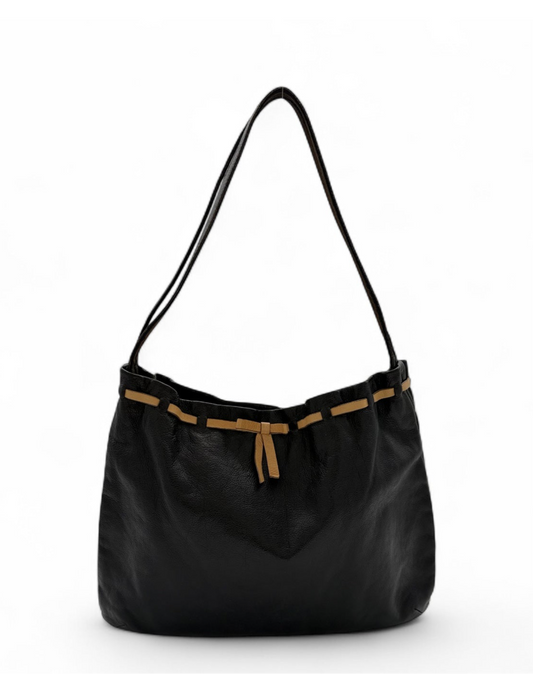 Miu Miu Black Leather Bow Shoulder Bag