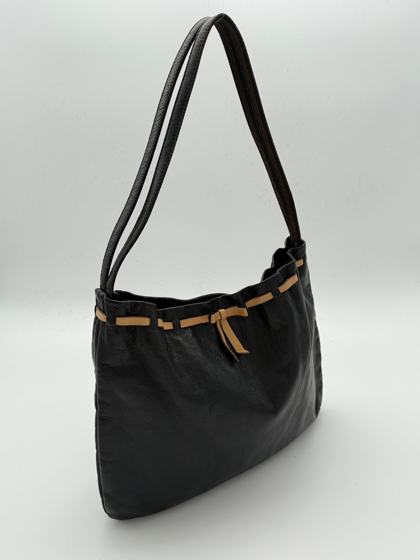 Miu Miu Black Leather Bow Shoulder Bag