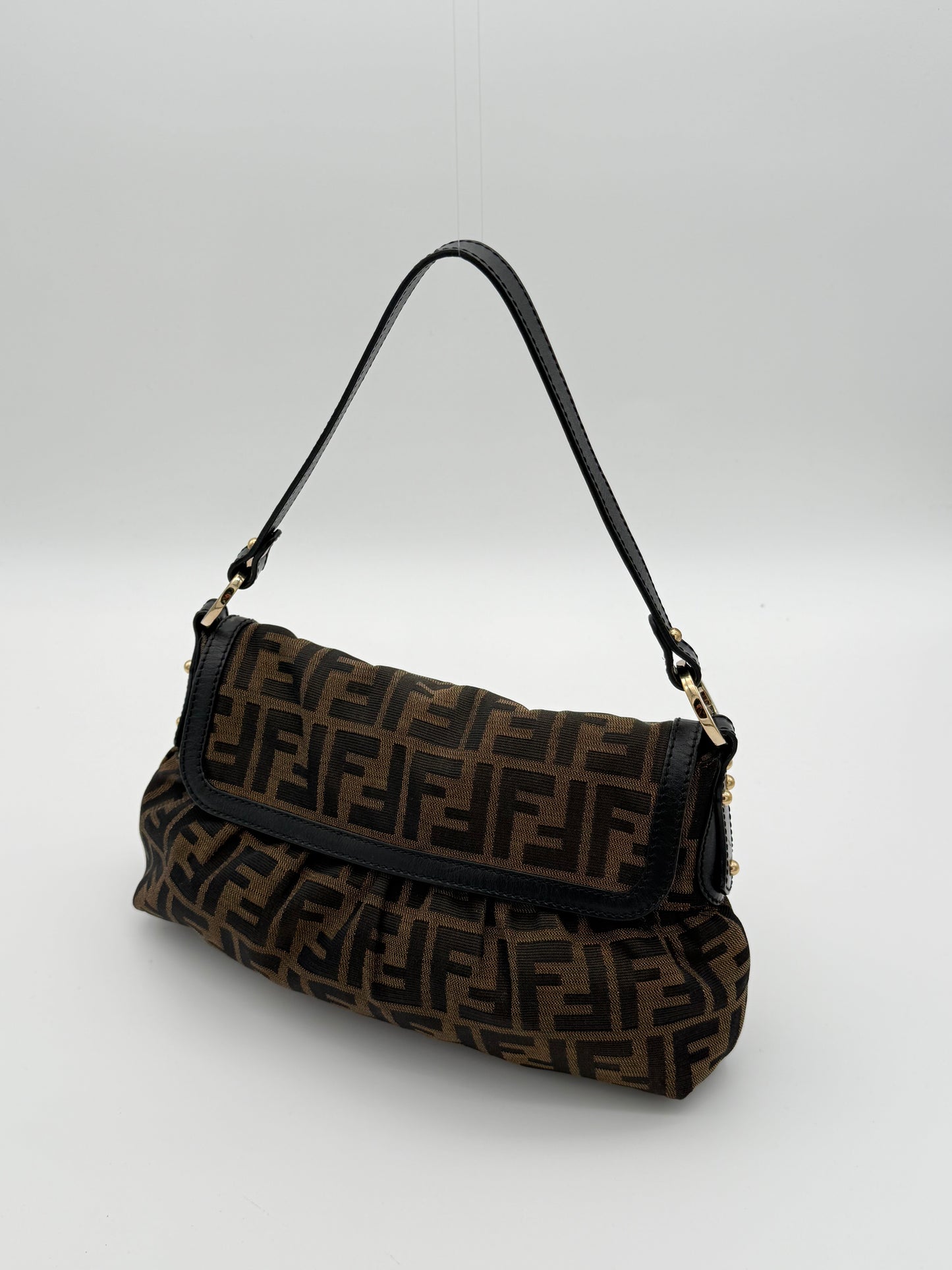 Fendi Zucca Chef Shoulder Bag Brown Canvas