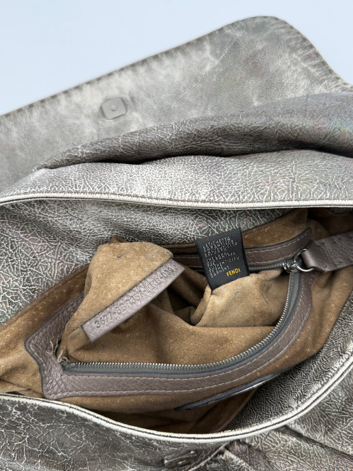 Fendi Selleria Distressed Leather Shoulder Bag