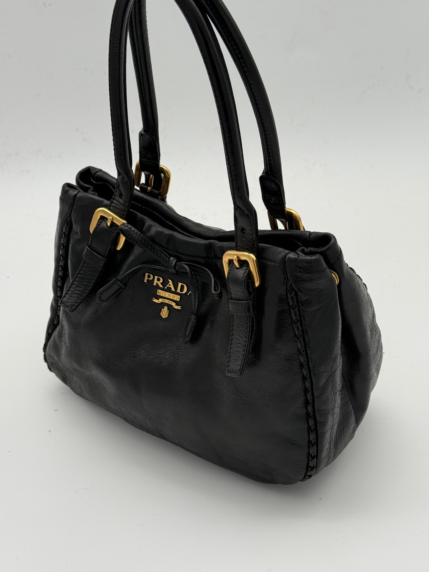 Prada Leather Shoulder Bag — Black