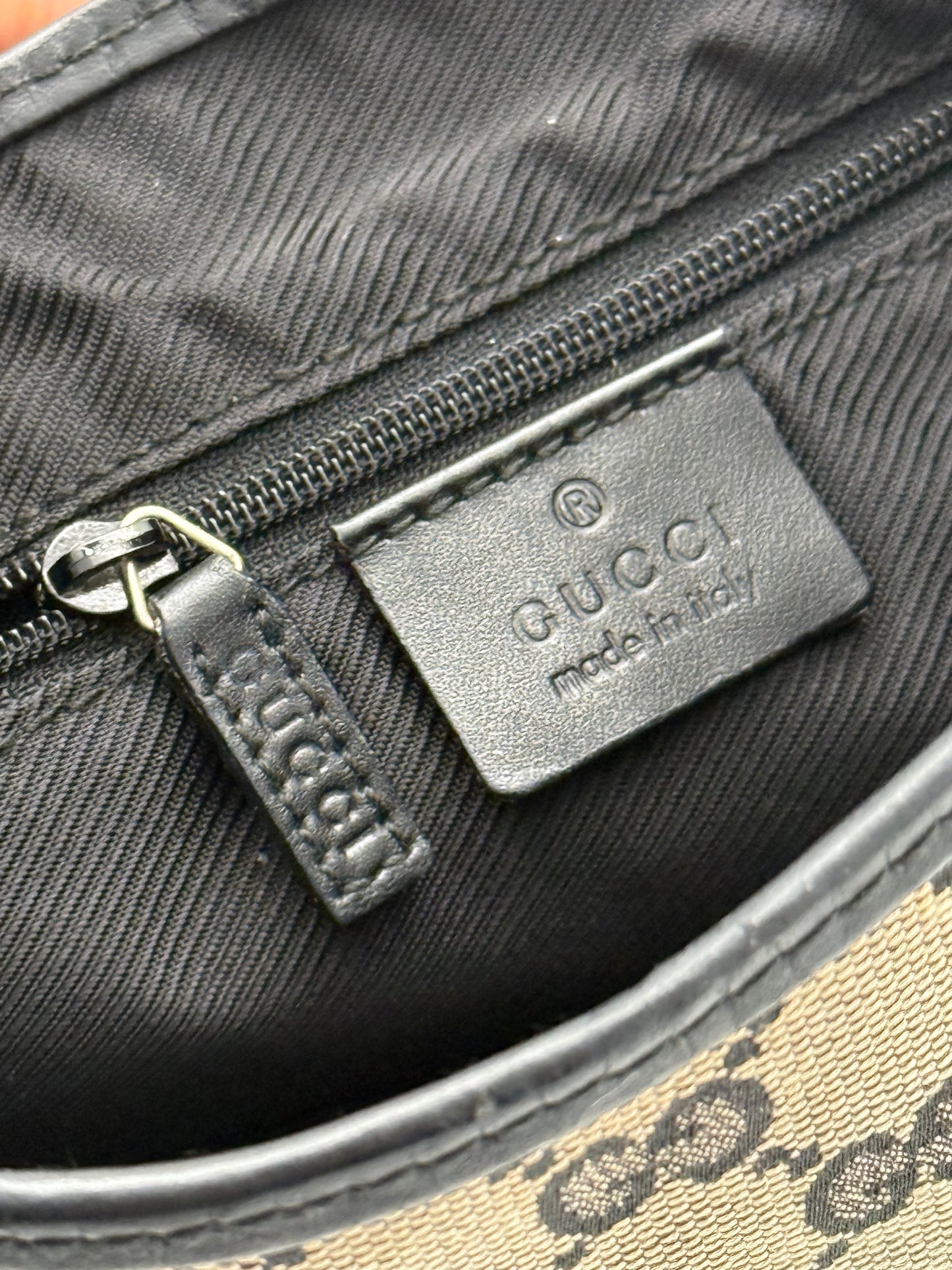 Gucci Jackie GG Canvas & Black Leather Shoulder Bag