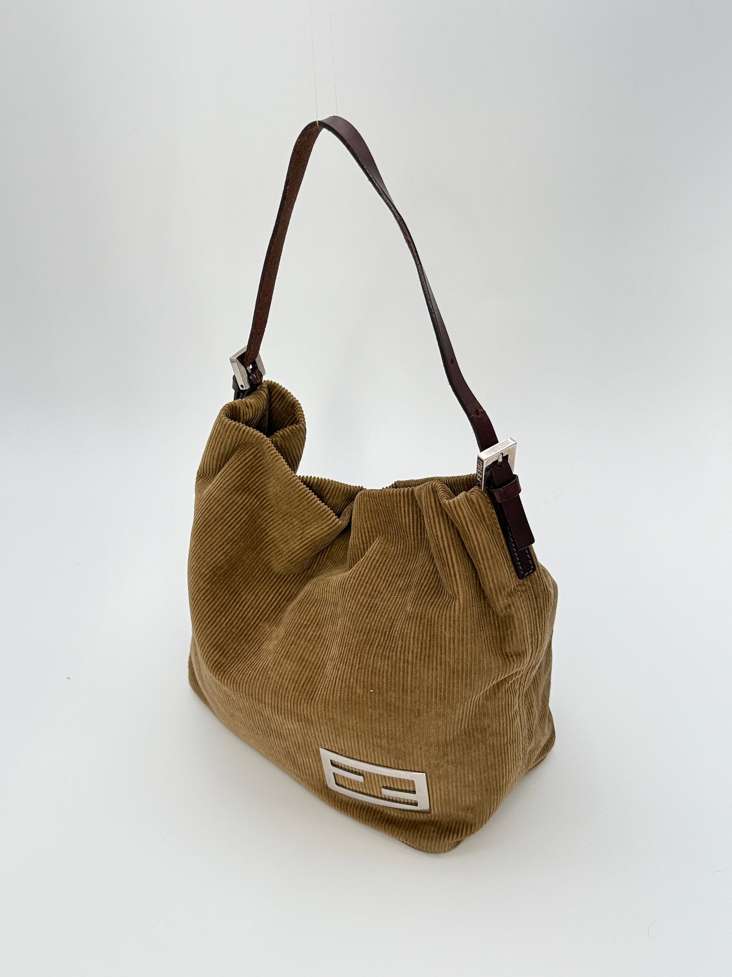 Fendi camel corduroy shoulder bag