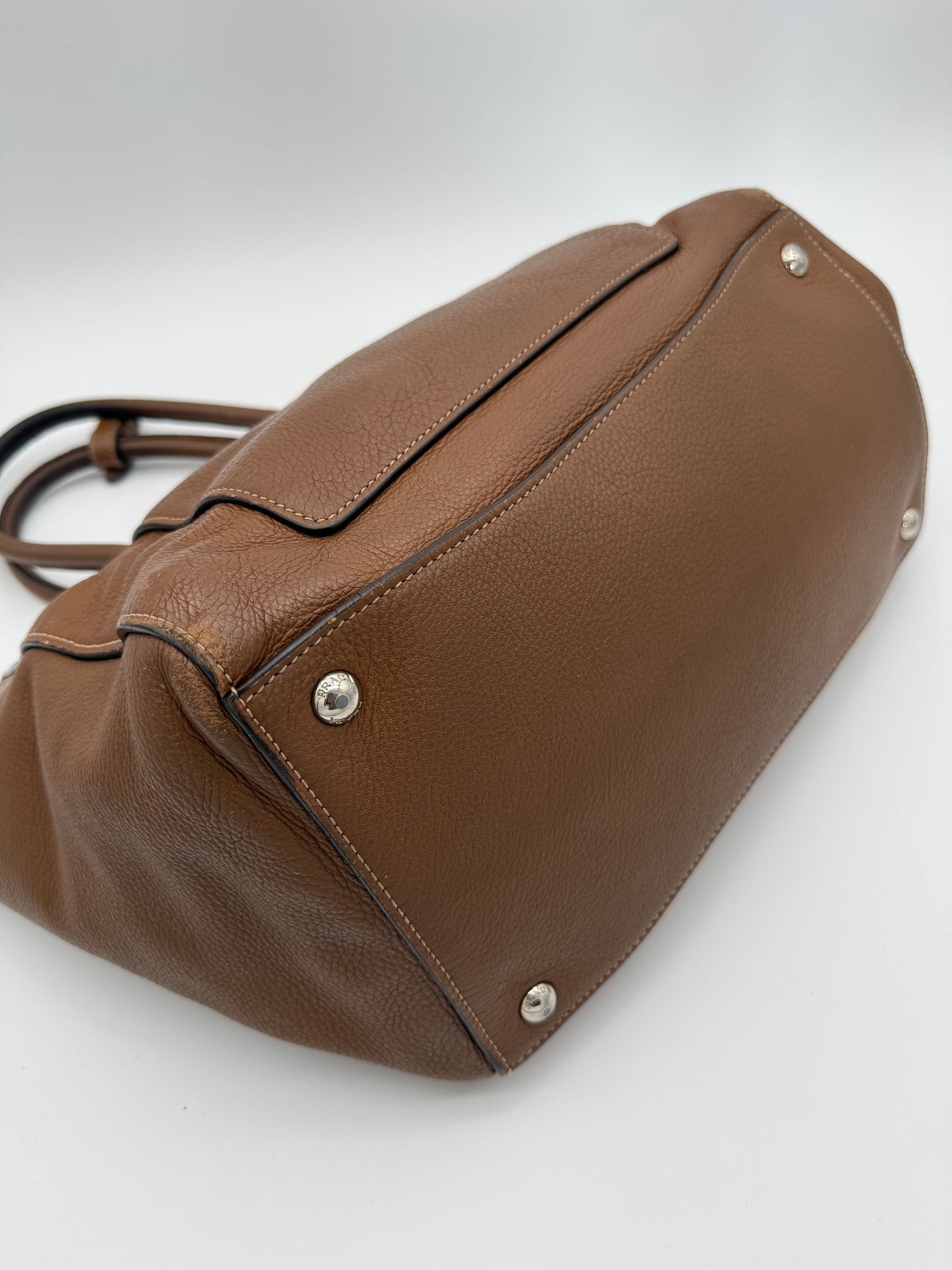Prada Brown Leather Tote Bag