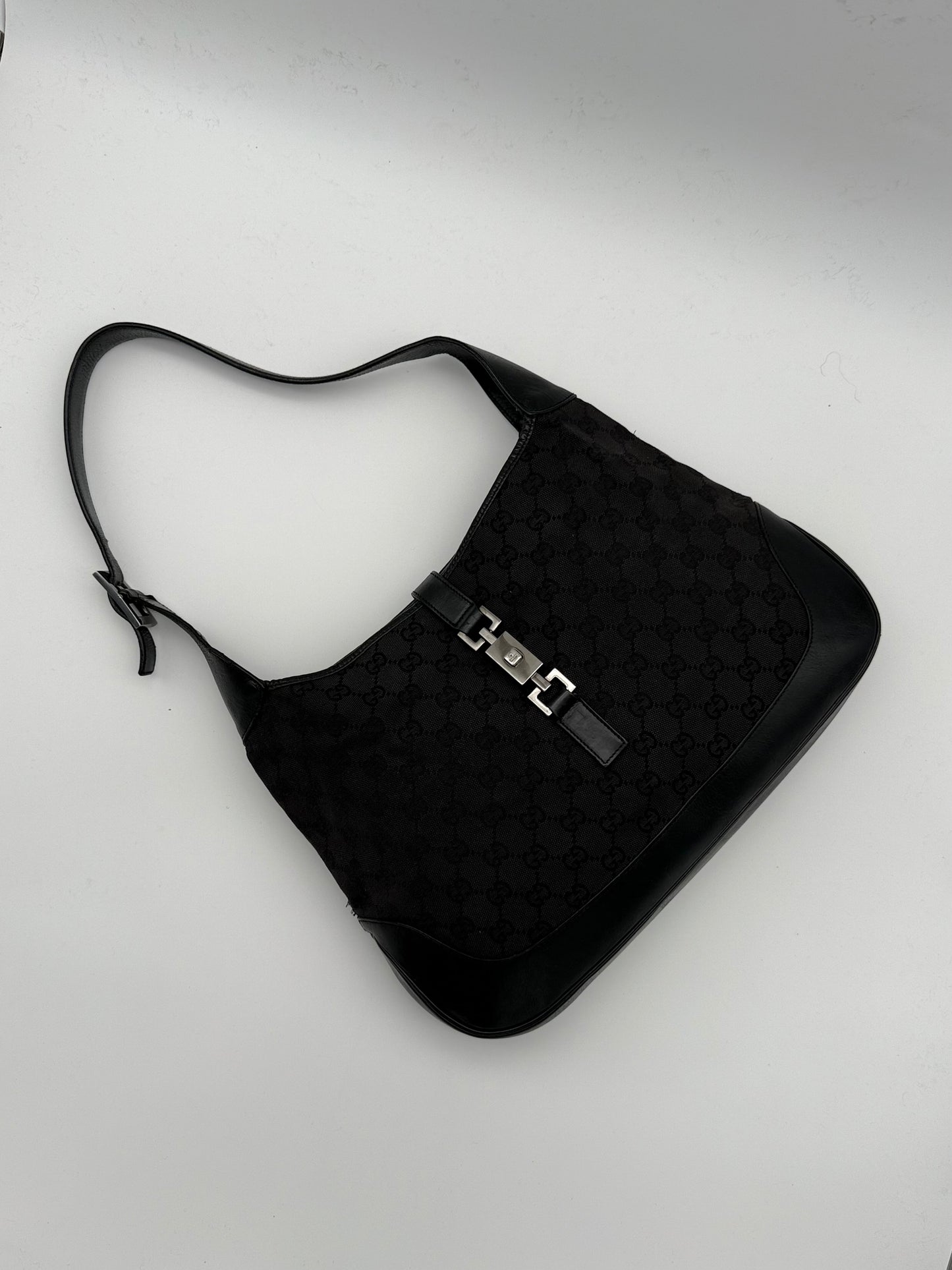 Gucci Jackie Shoulder Bag Black Monogram Canvas