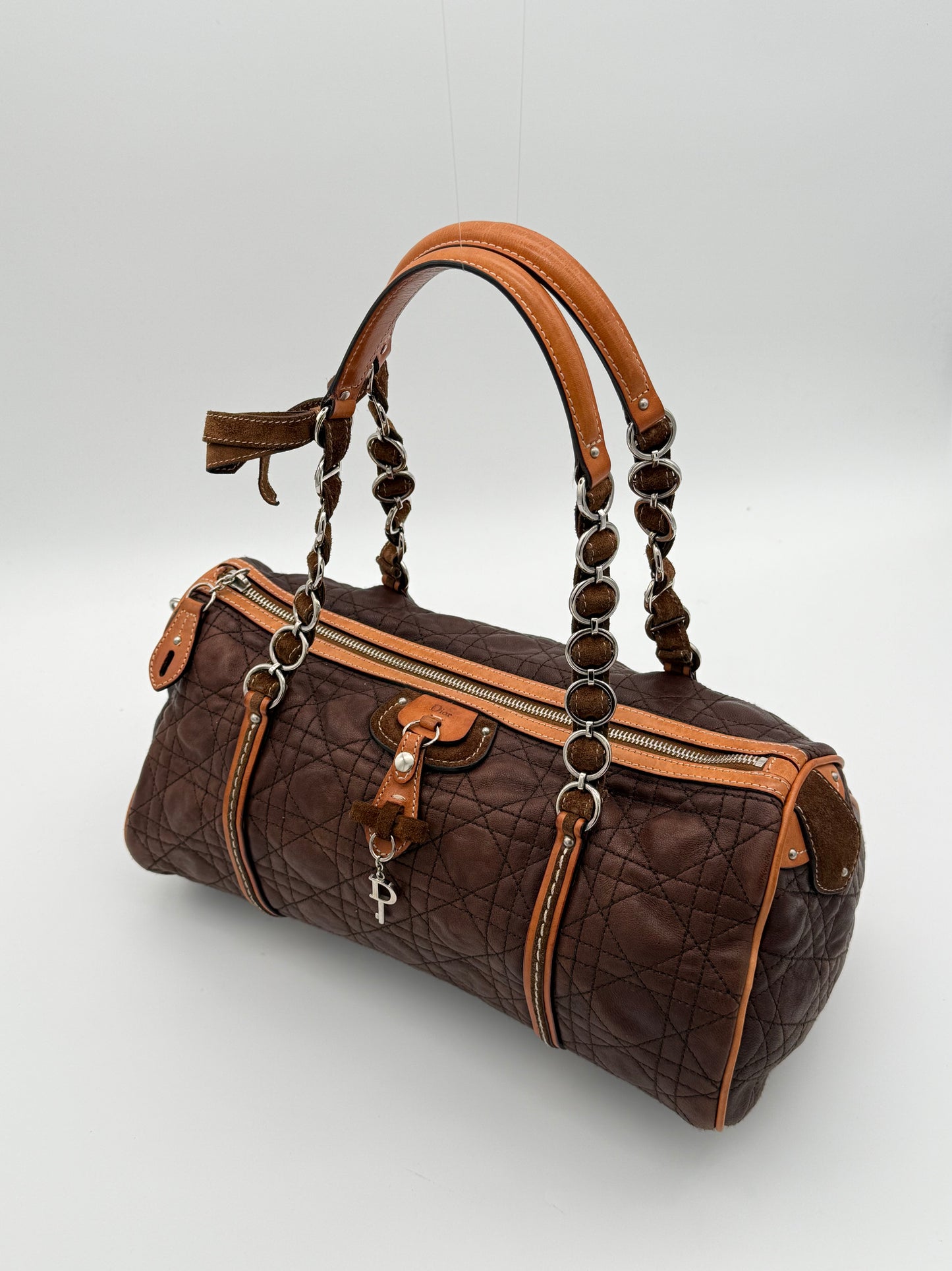 Dior Romantic Barrel Bag Brown Cannage Leather