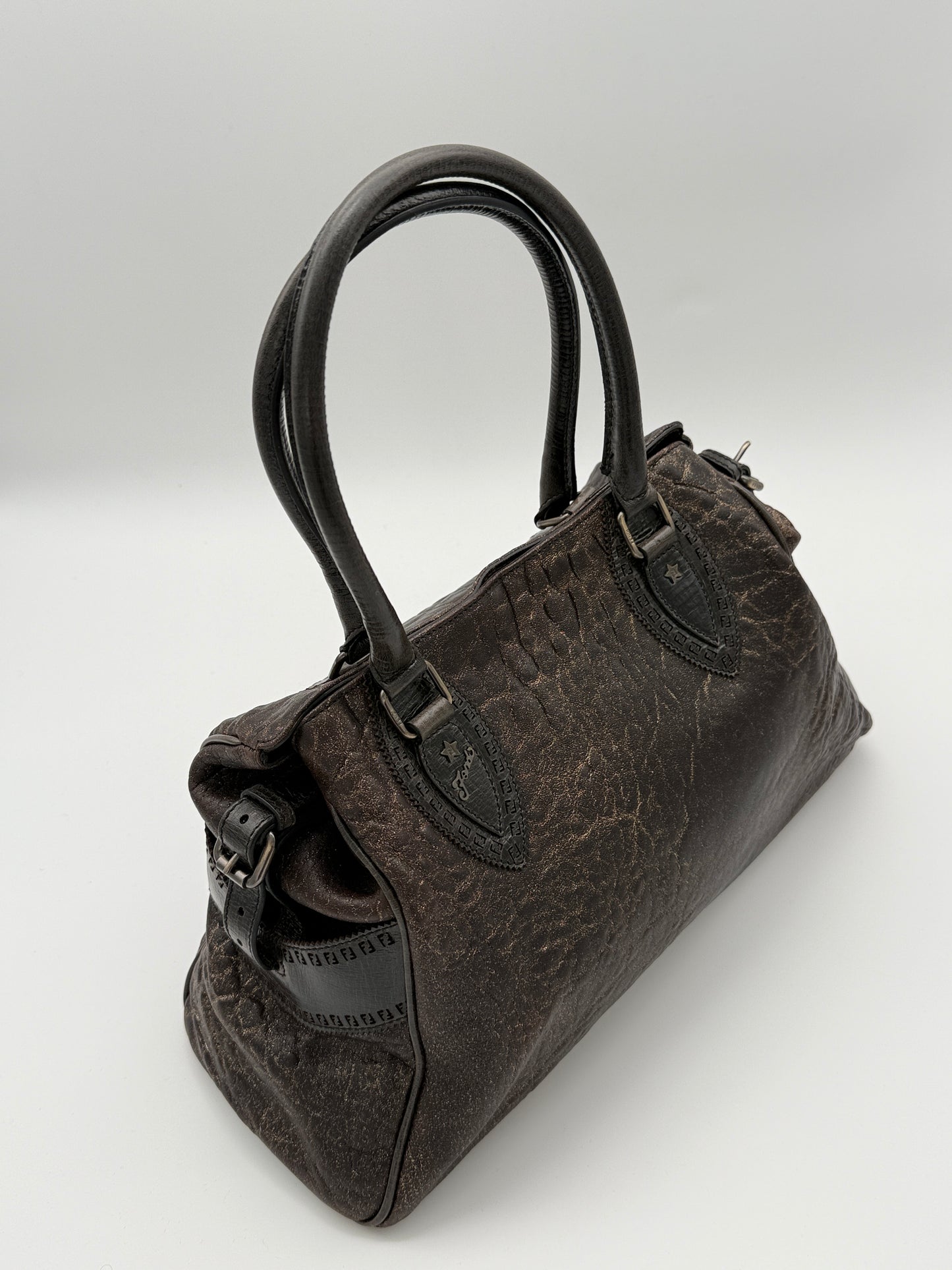 Fendi Metallic Brown Leather Bag
