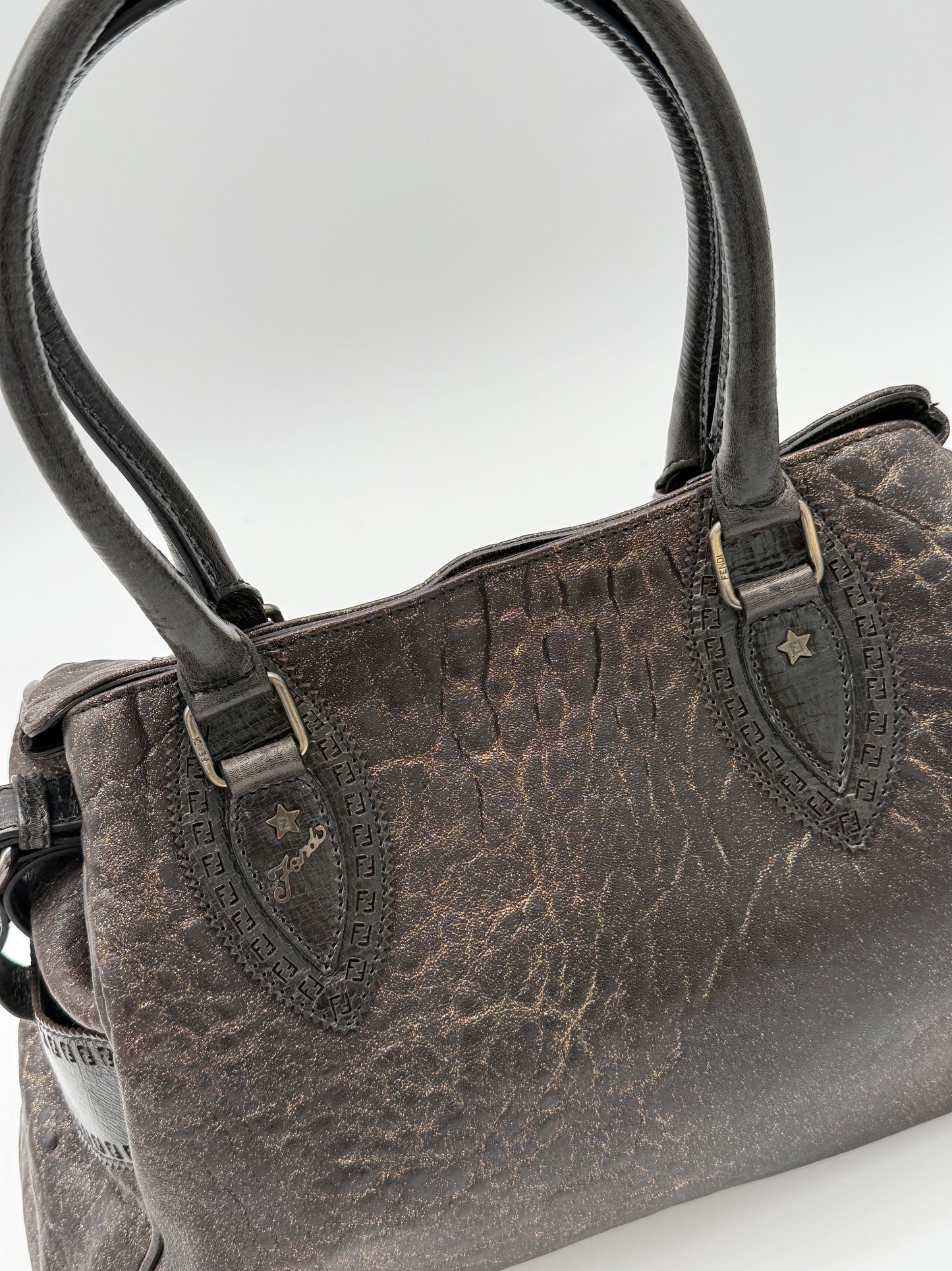 Fendi Metallic Brown Leather Bag