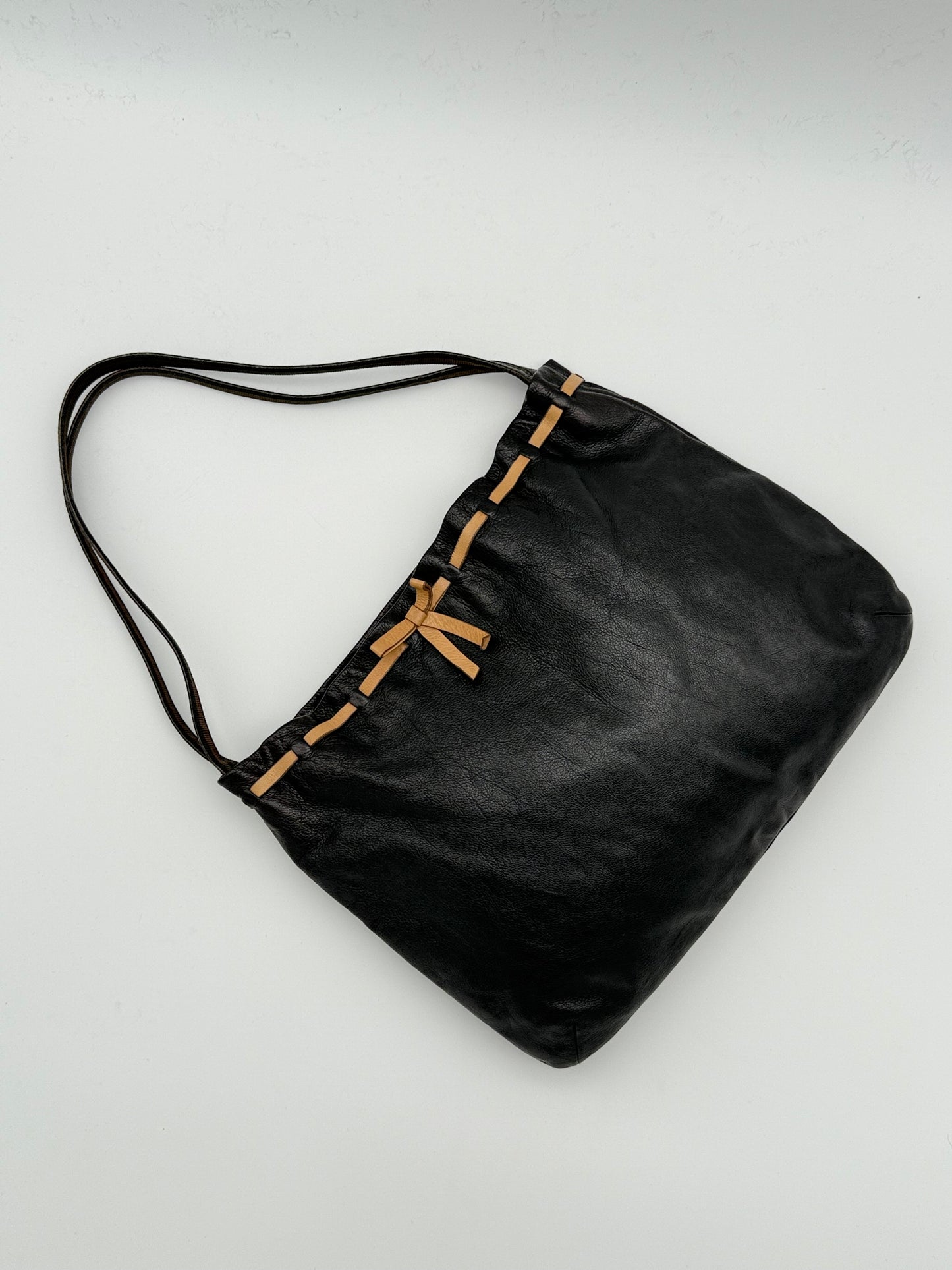 Miu Miu Black Leather Bow Shoulder Bag