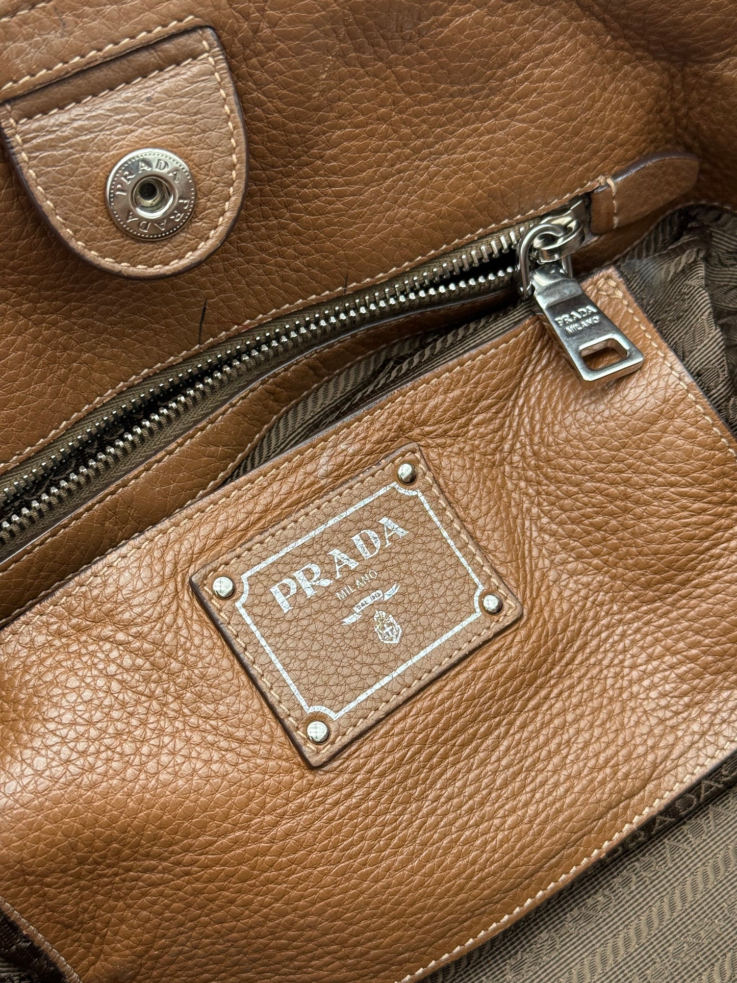 Prada Brown Leather Tote Bag