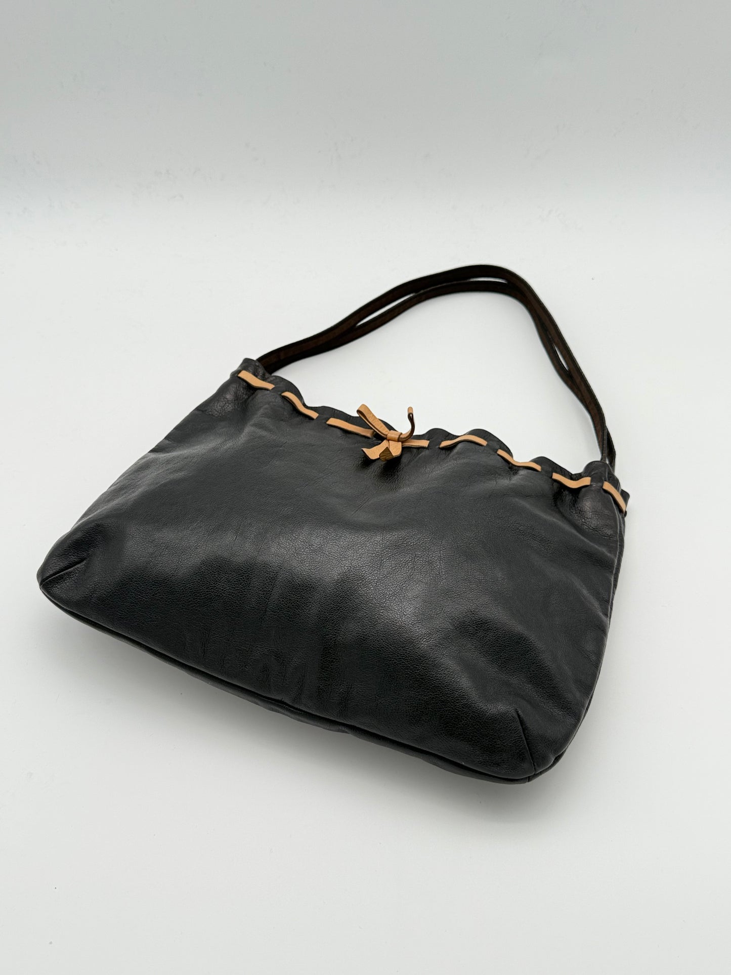 Miu Miu Black Leather Bow Shoulder Bag