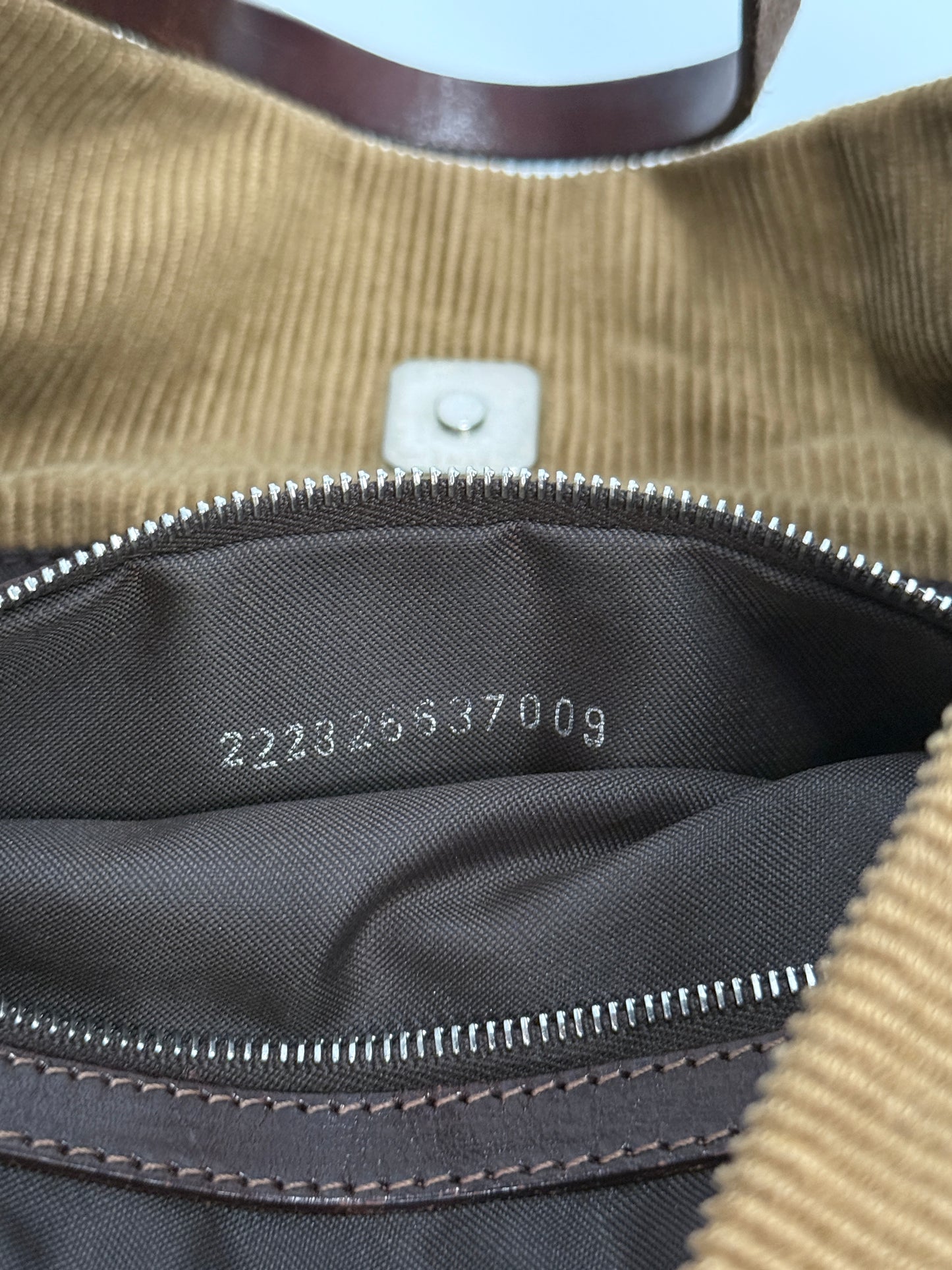 Fendi camel corduroy shoulder bag