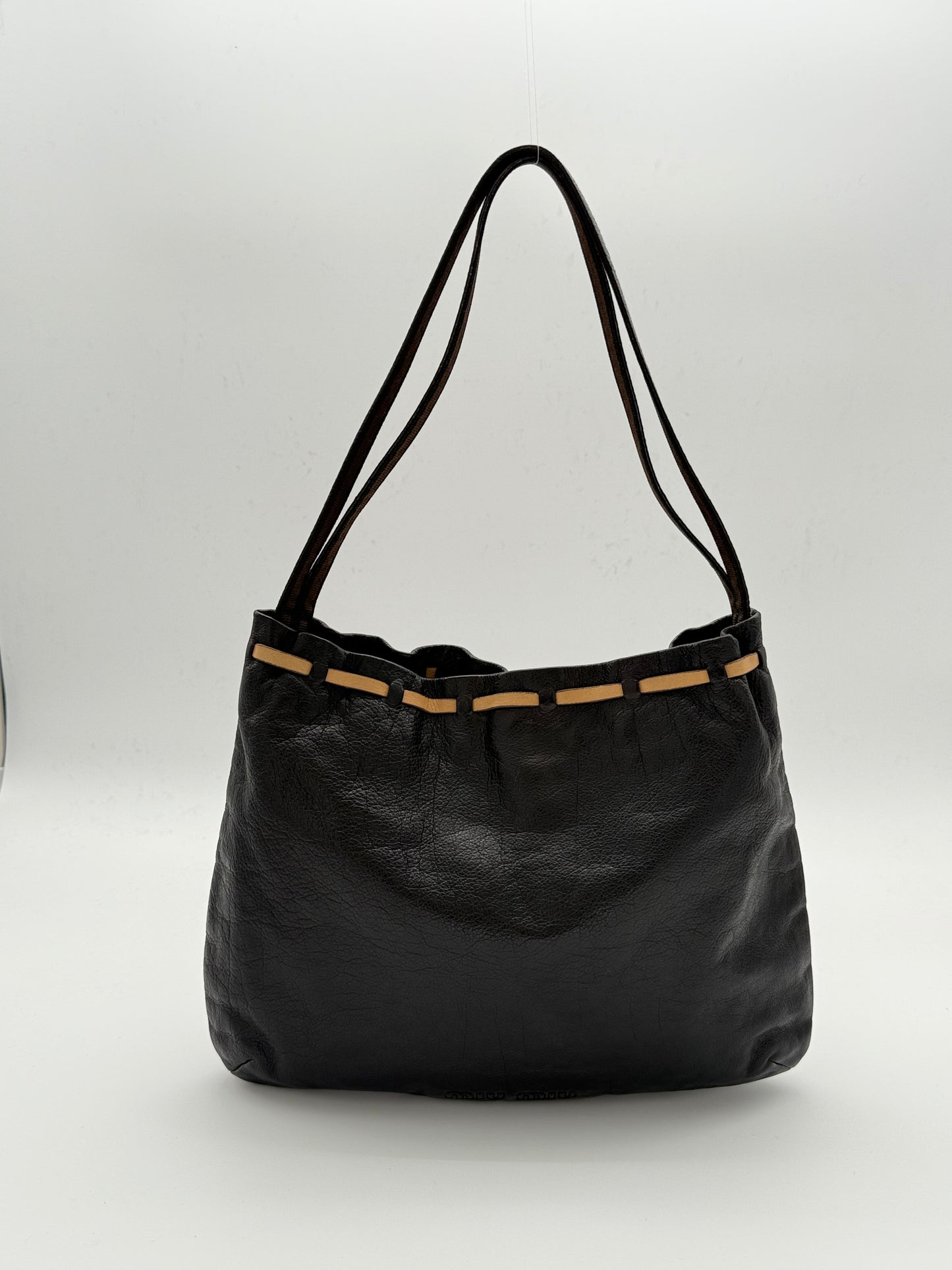 Miu Miu Black Leather Bow Shoulder Bag